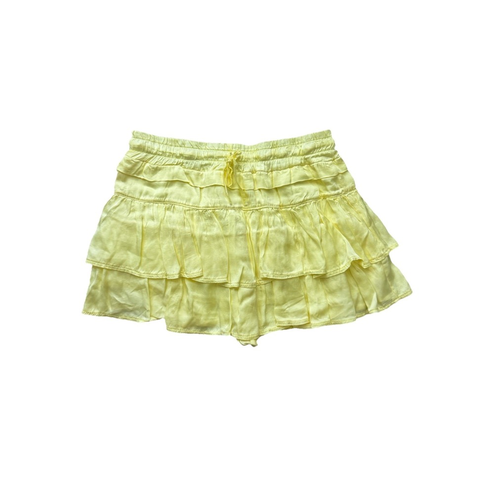 Sofia Made In Italy Tiered‎ Skirt MED Yellow Buttery Silky Feminine Y2k Girly